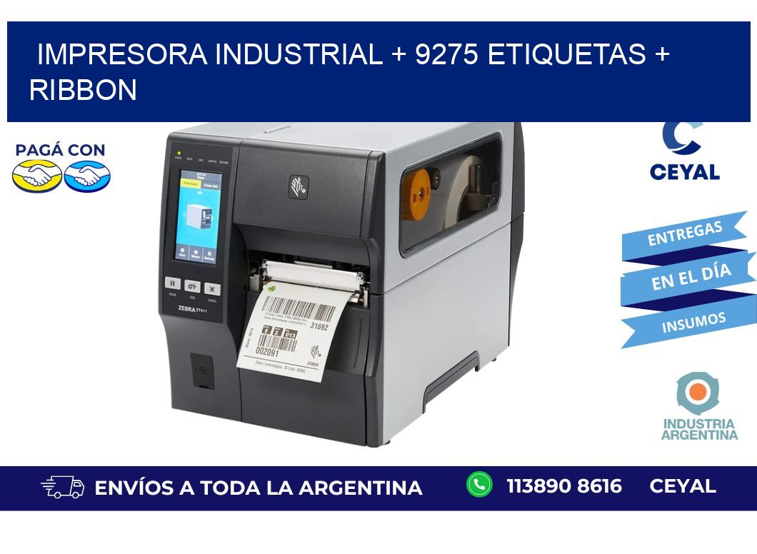 impresora industrial + 9275 etiquetas + ribbon