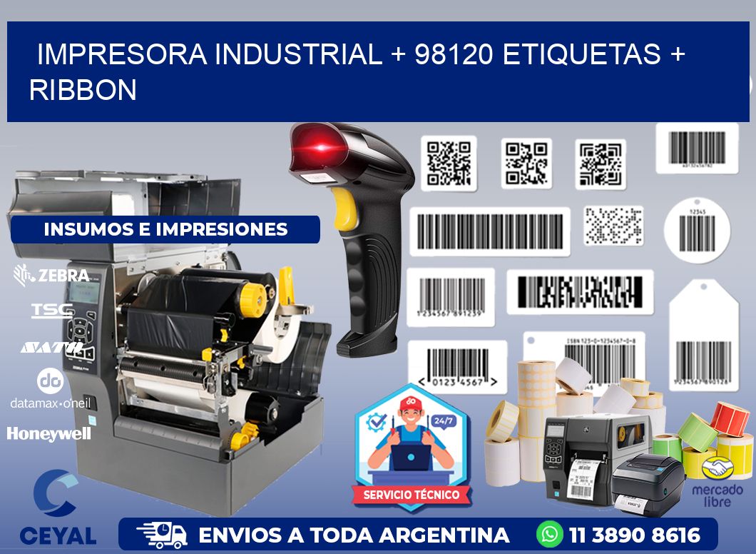 impresora industrial + 98120 etiquetas + ribbon