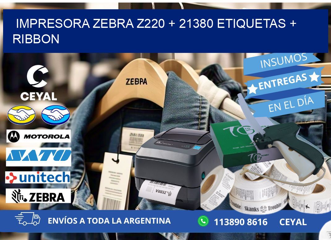 impresora zebra z220 + 21380 etiquetas + ribbon