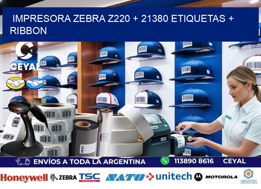 impresora zebra z220 + 21380 etiquetas + ribbon
