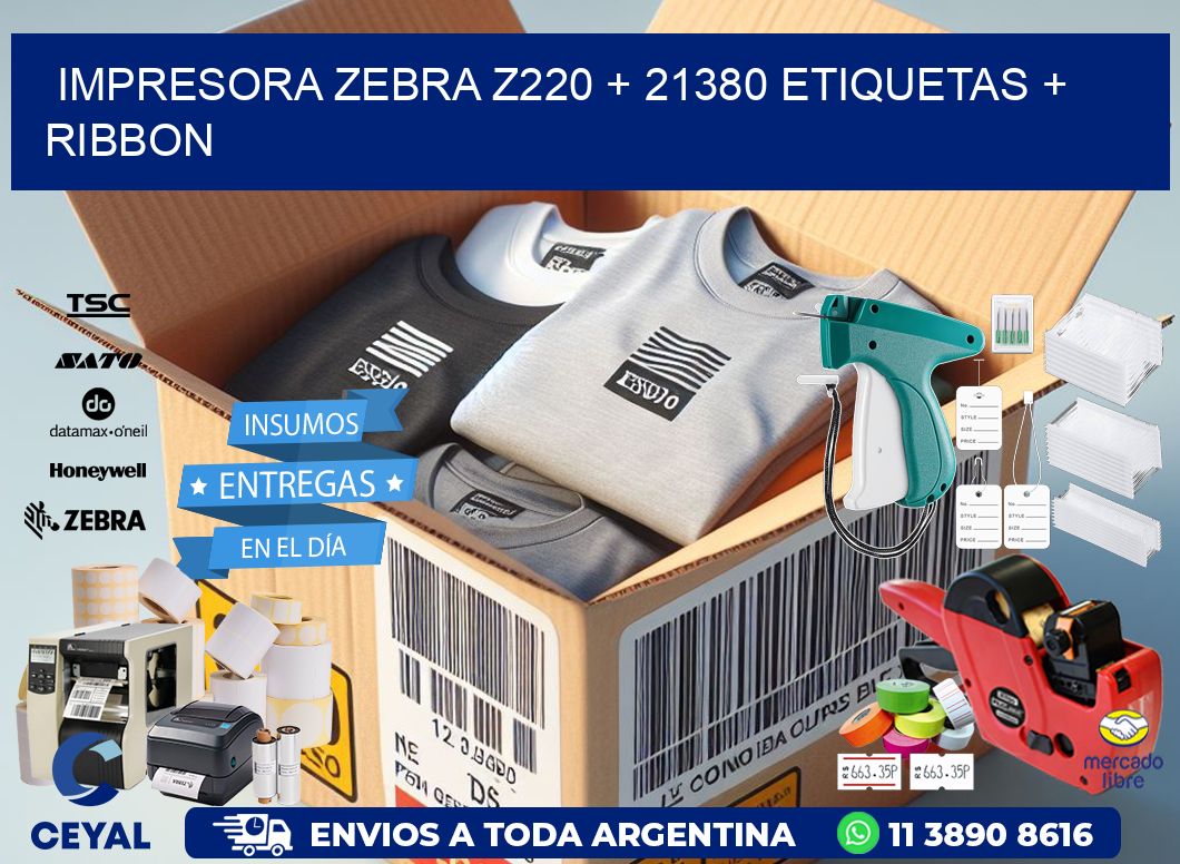 impresora zebra z220 + 21380 etiquetas + ribbon