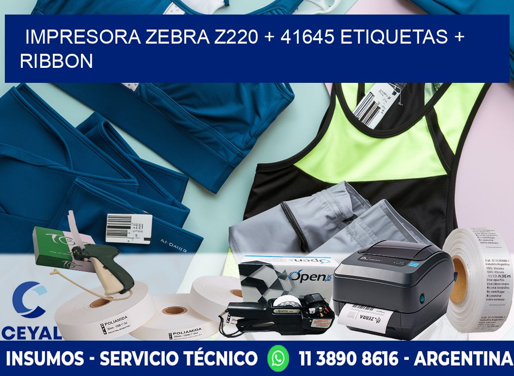 impresora zebra z220 + 41645 etiquetas + ribbon