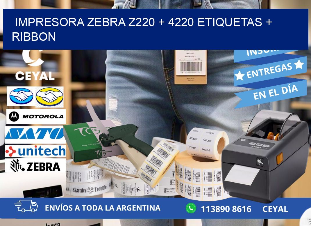 impresora zebra z220 + 4220 etiquetas + ribbon