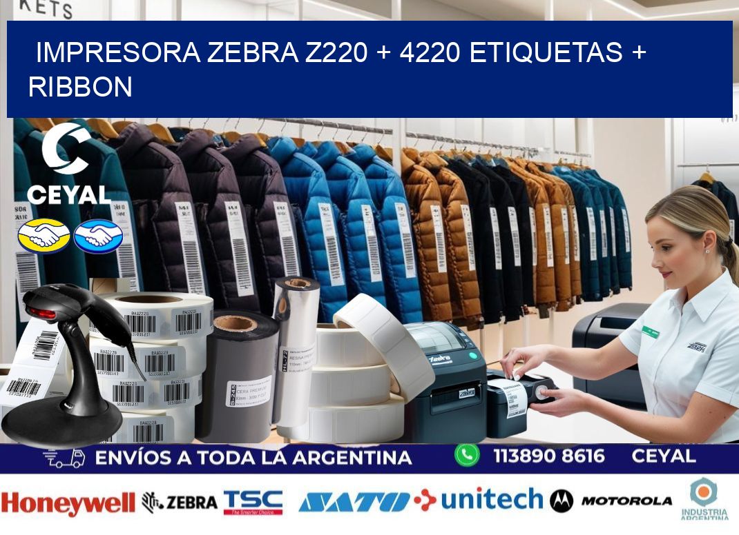 impresora zebra z220 + 4220 etiquetas + ribbon