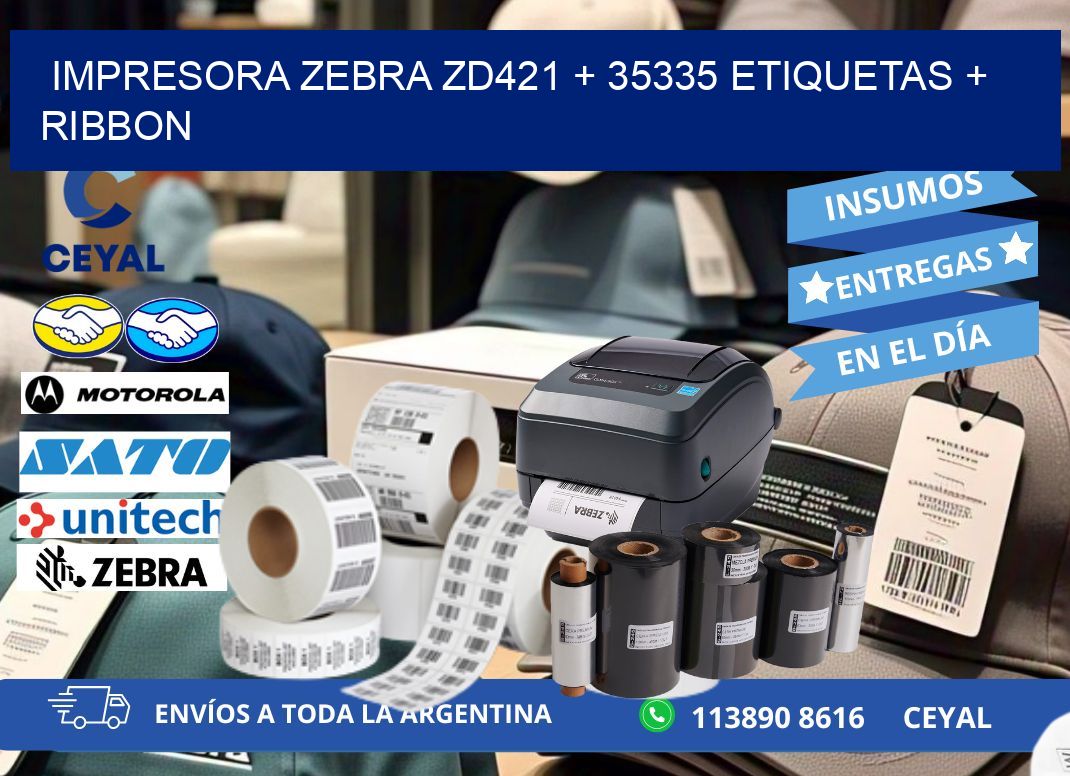 impresora zebra zd421 + 35335 etiquetas + ribbon