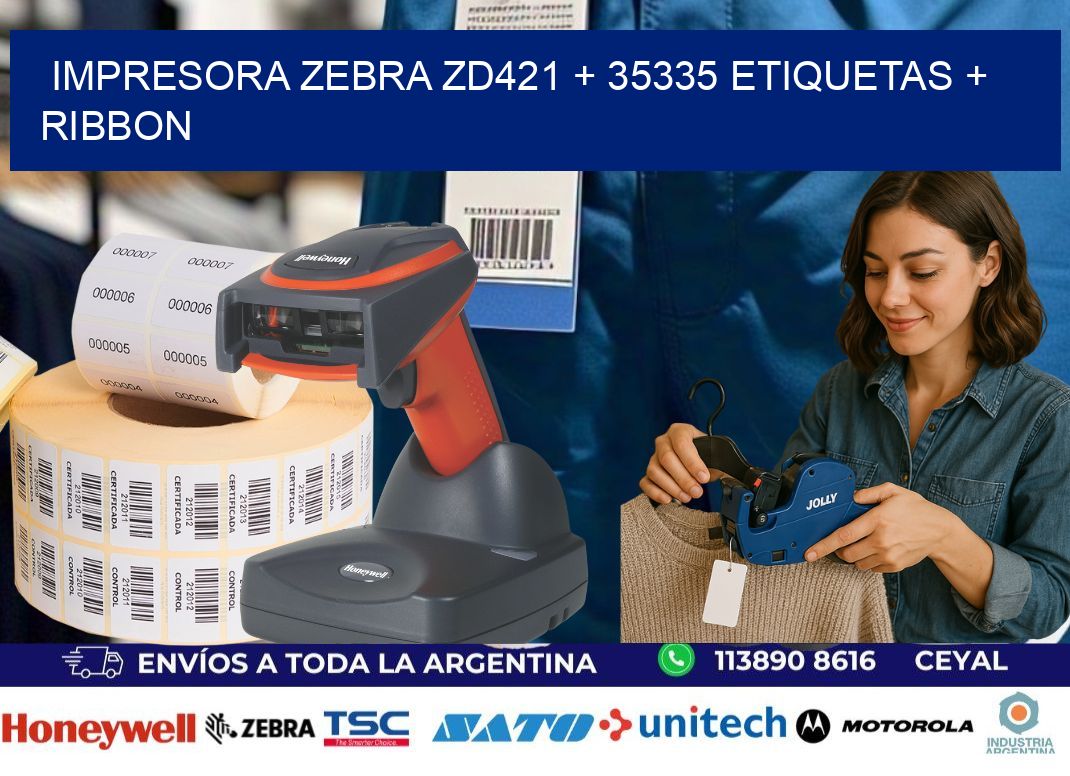 impresora zebra zd421 + 35335 etiquetas + ribbon
