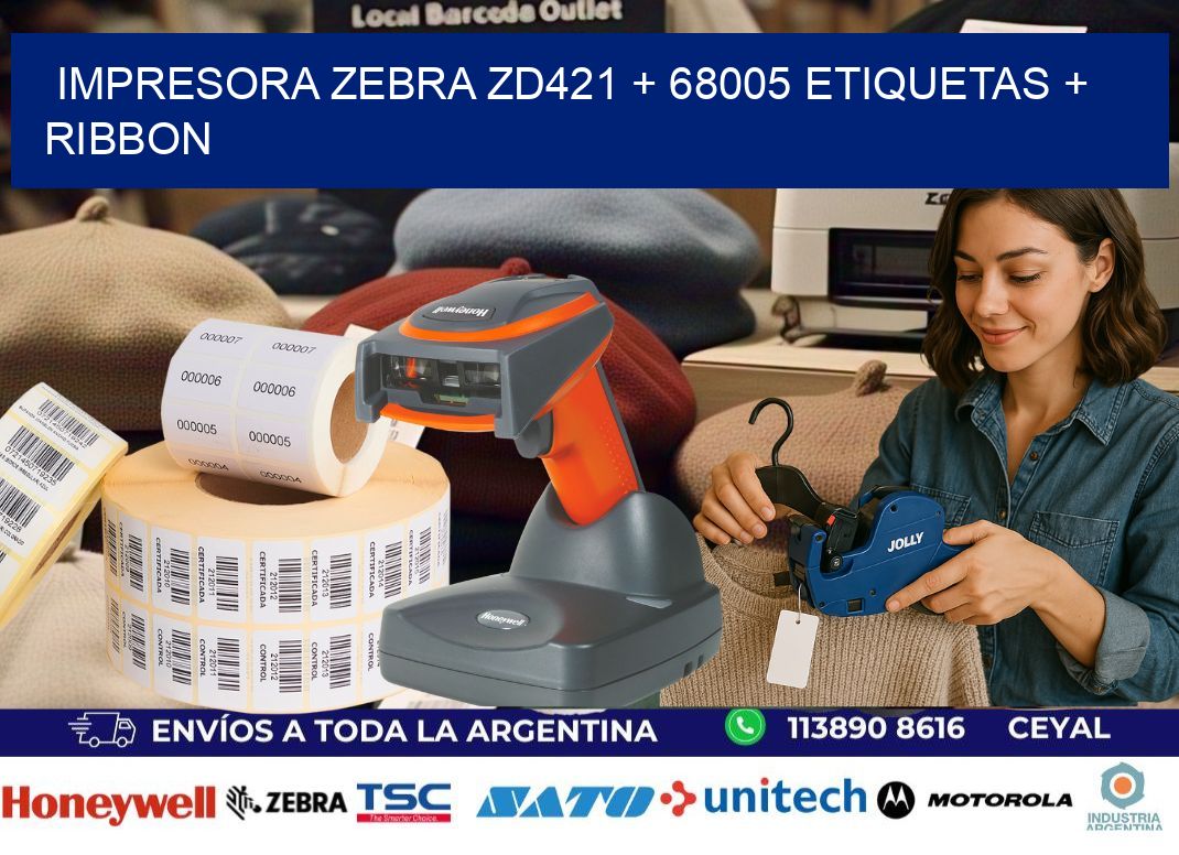 impresora zebra zd421 + 68005 etiquetas + ribbon