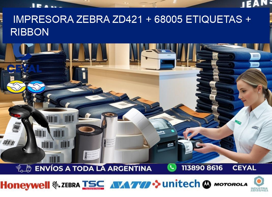impresora zebra zd421 + 68005 etiquetas + ribbon