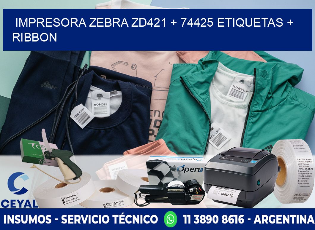 impresora zebra zd421 + 74425 etiquetas + ribbon