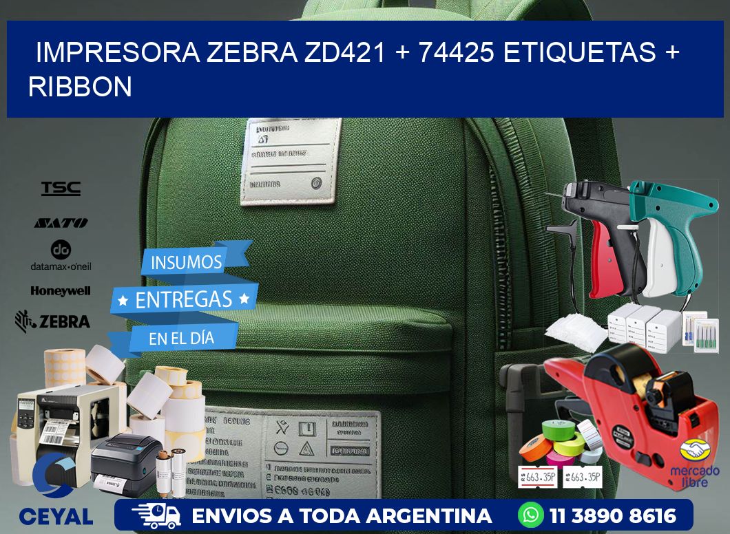 impresora zebra zd421 + 74425 etiquetas + ribbon