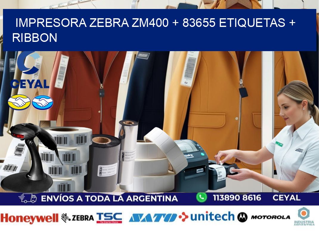 impresora zebra zm400 + 83655 etiquetas + ribbon