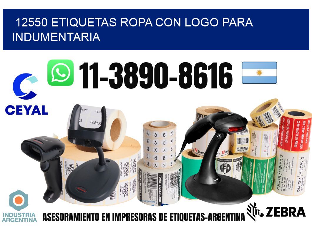 12550 Etiquetas ropa con logo para indumentaria