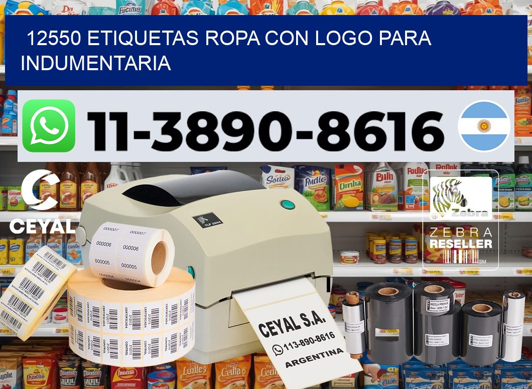 12550 Etiquetas ropa con logo para indumentaria