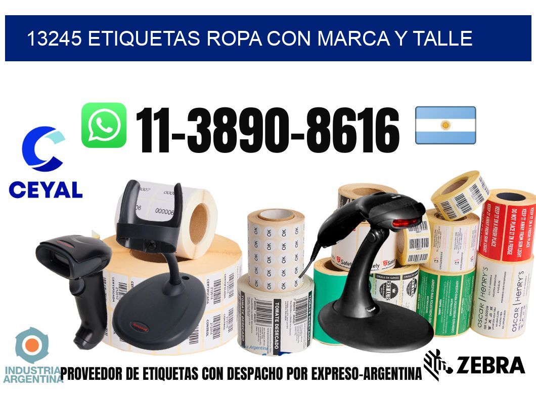 13245 Etiquetas ropa con marca y talle