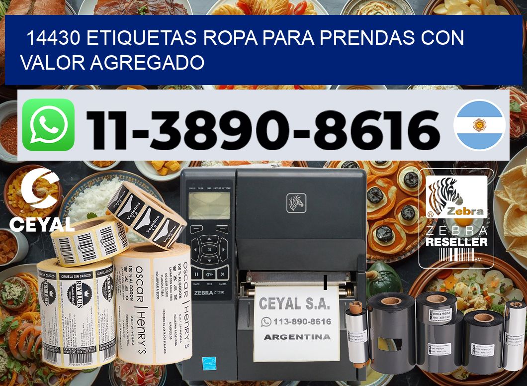 14430 Etiquetas ropa para prendas con valor agregado