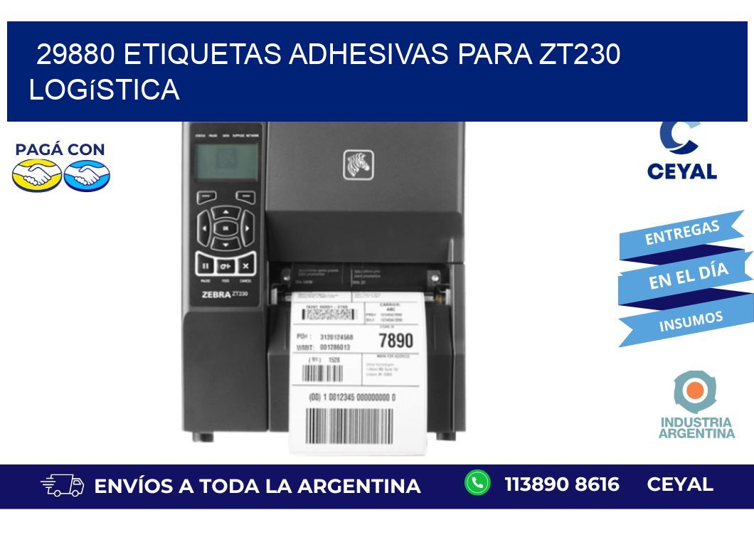 29880 etiquetas adhesivas para zt230 logística