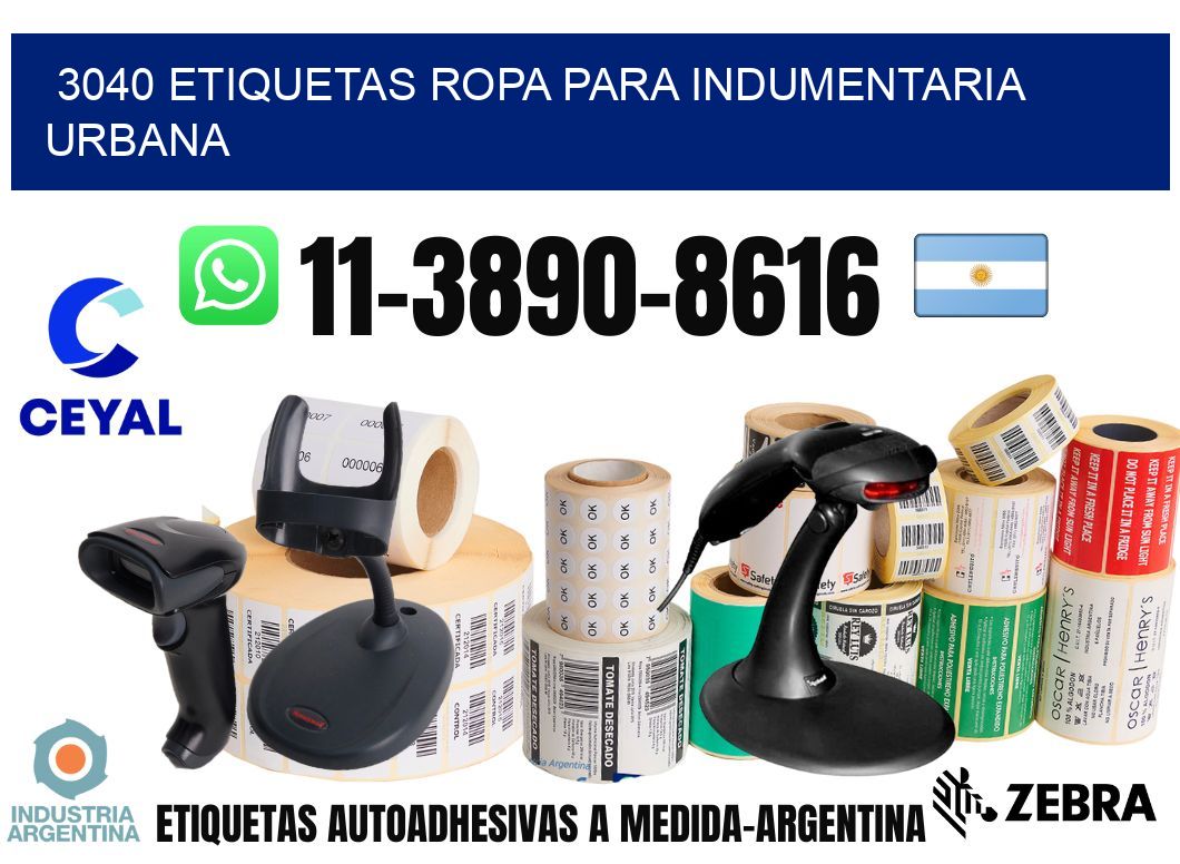 3040 Etiquetas ropa para indumentaria urbana