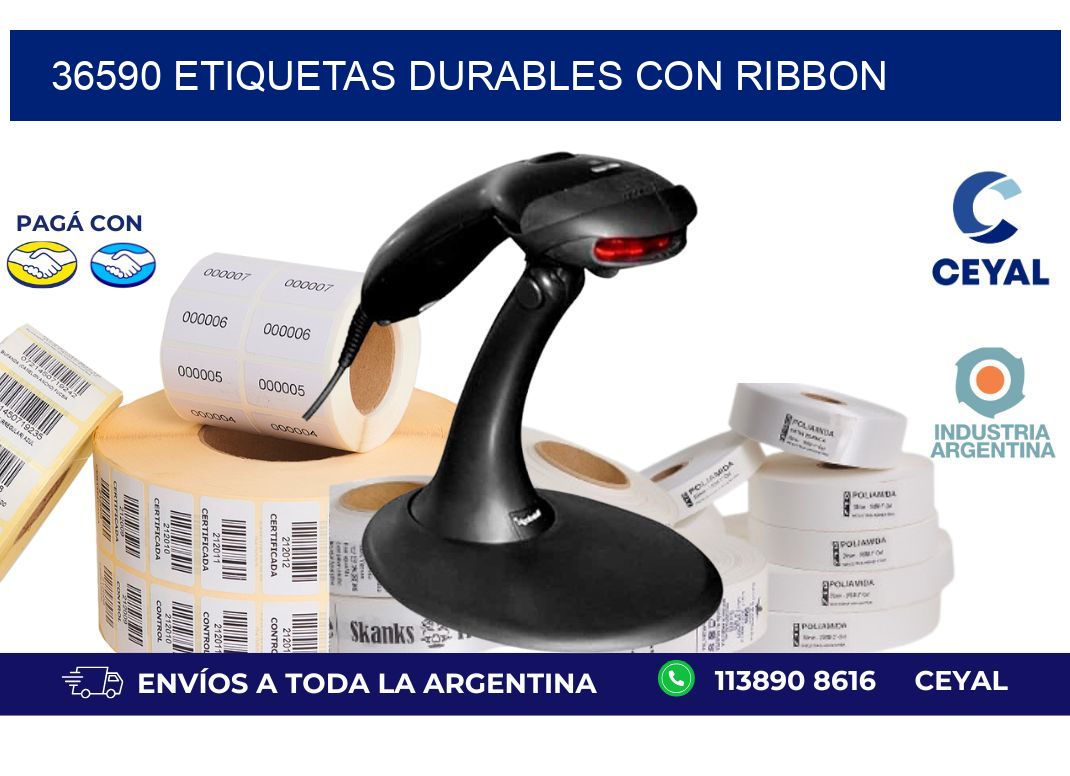 36590 etiquetas durables con ribbon