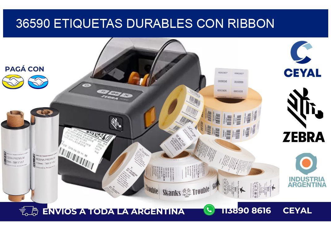 36590 etiquetas durables con ribbon
