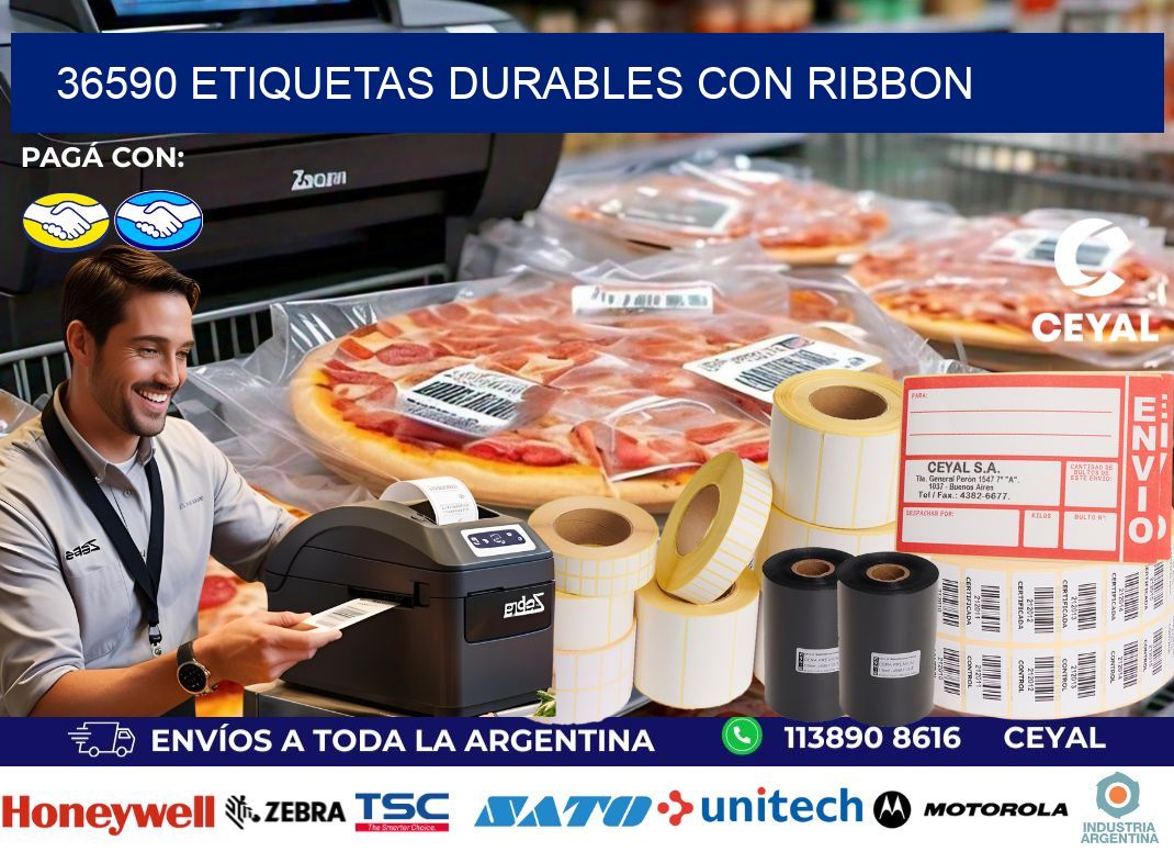 36590 etiquetas durables con ribbon