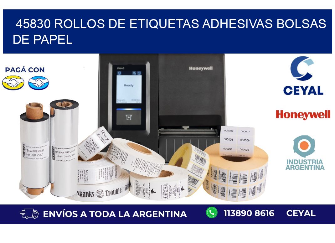 45830 rollos de etiquetas adhesivas bolsas de papel