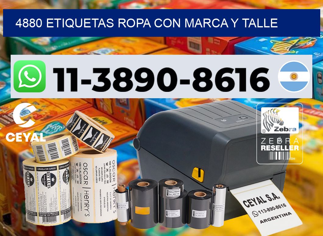 4880 Etiquetas ropa con marca y talle
