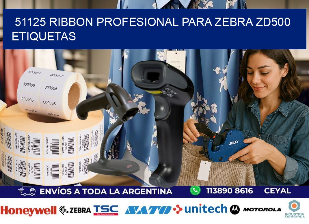 51125 ribbon profesional para zebra zd500 etiquetas