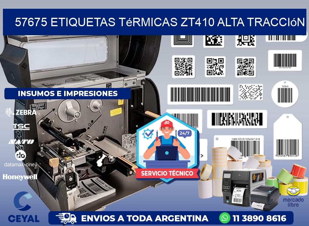 57675 etiquetas térmicas zt410 alta tracción