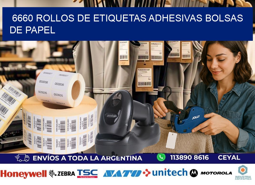 6660 rollos de etiquetas adhesivas bolsas de papel