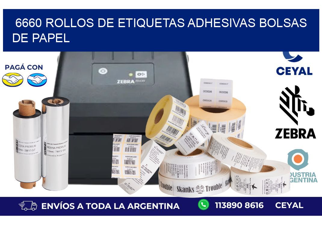 6660 rollos de etiquetas adhesivas bolsas de papel