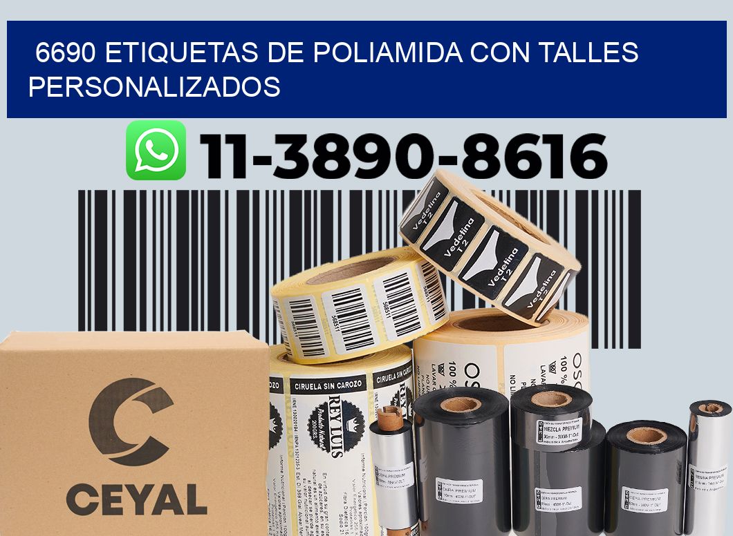6690 Etiquetas de poliamida con talles personalizados