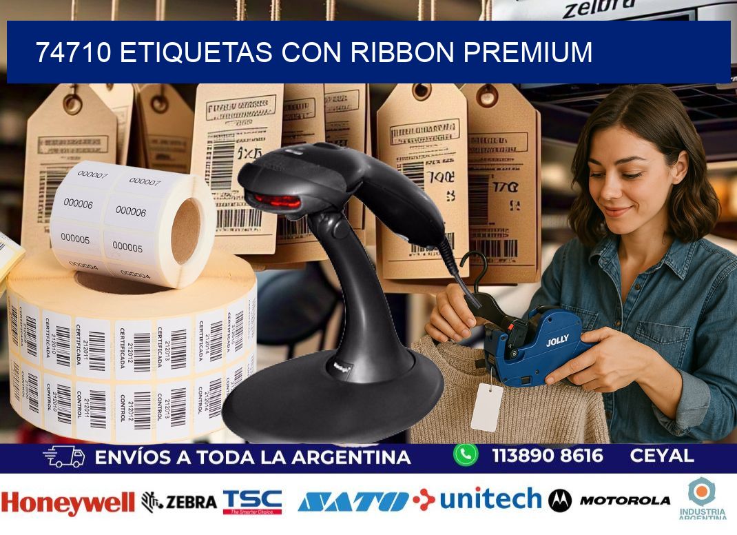 74710 etiquetas con ribbon premium