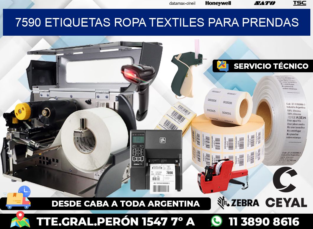 7590 Etiquetas ropa textiles para prendas