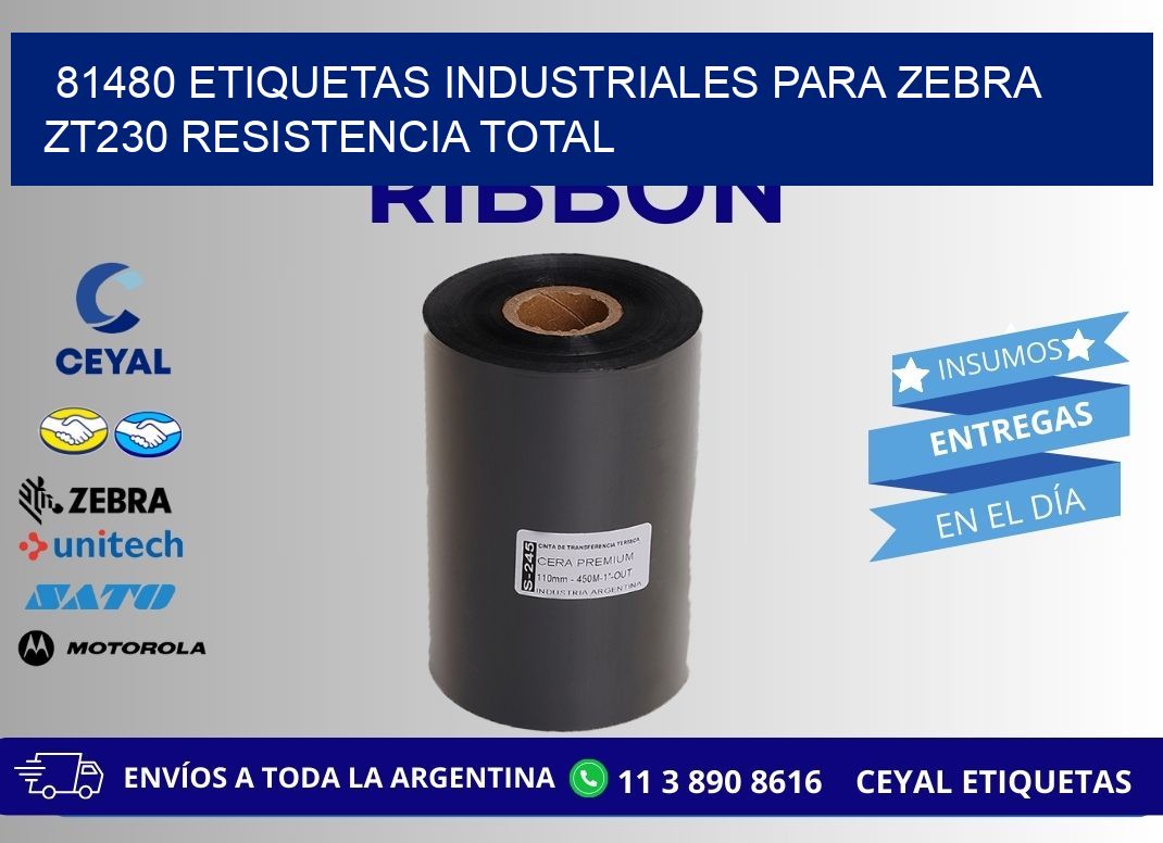 81480 etiquetas industriales para zebra zt230 resistencia total