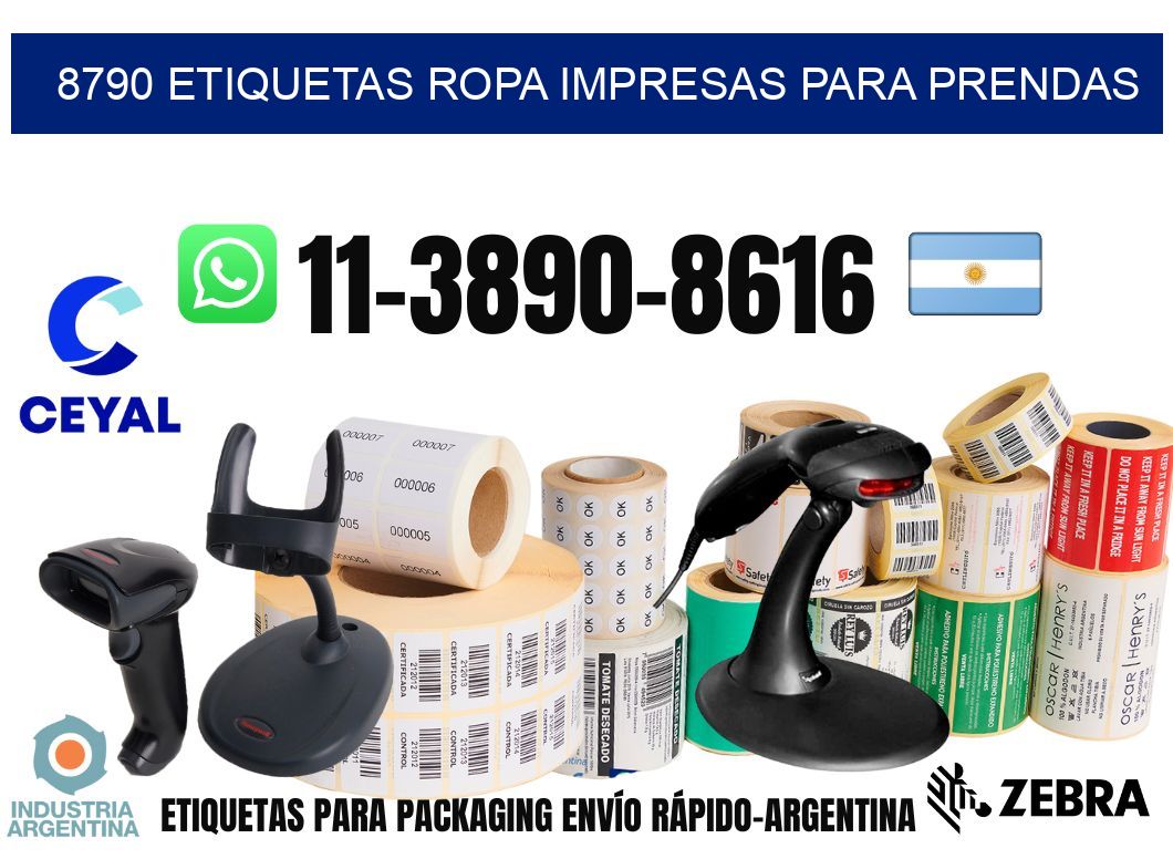 8790 Etiquetas ropa impresas para prendas