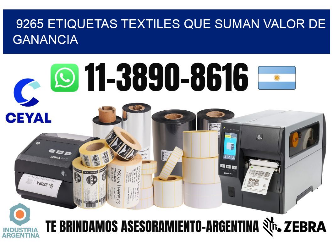 9265 Etiquetas textiles que suman valor de ganancia