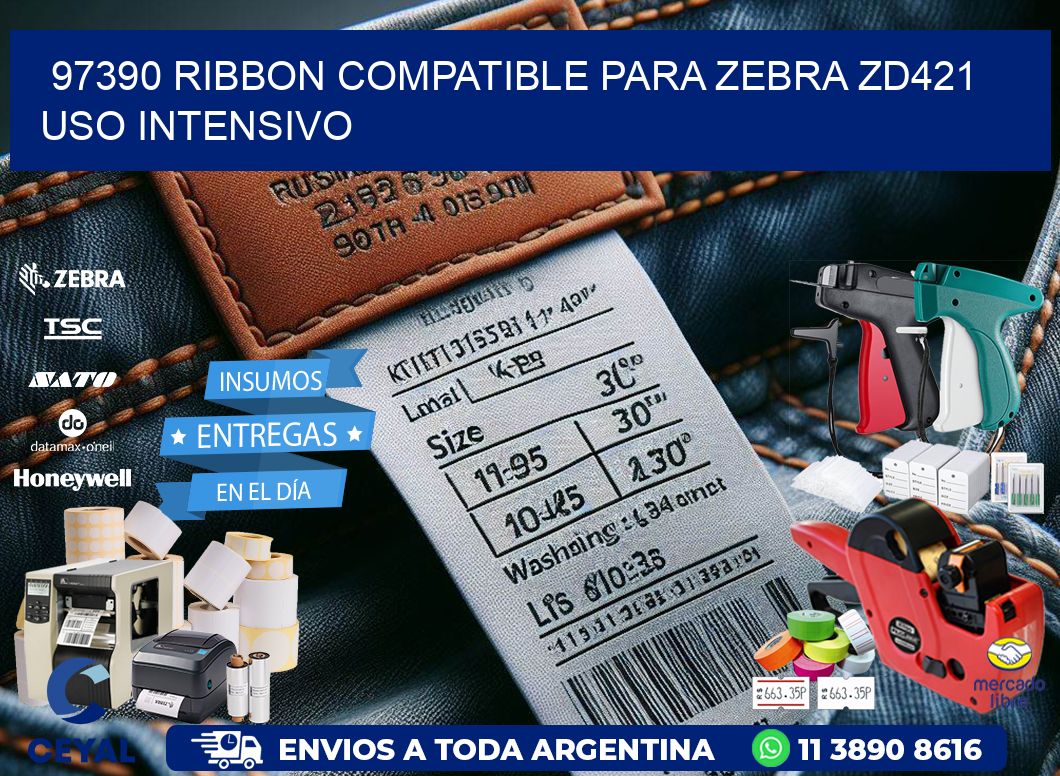 97390 ribbon compatible para zebra zd421 uso intensivo