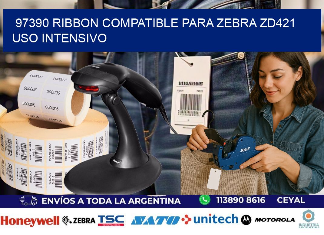 97390 ribbon compatible para zebra zd421 uso intensivo