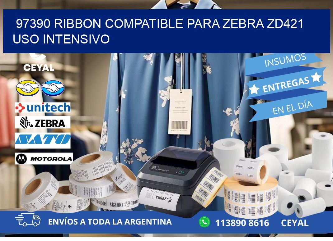 97390 ribbon compatible para zebra zd421 uso intensivo