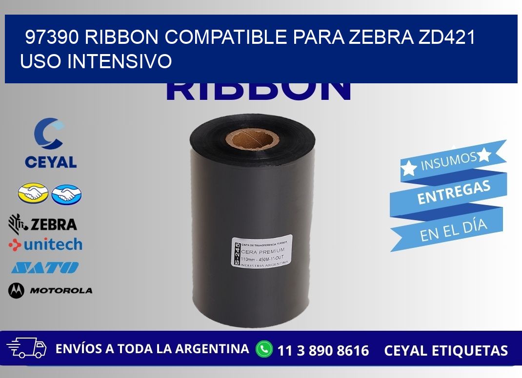 97390 ribbon compatible para zebra zd421 uso intensivo