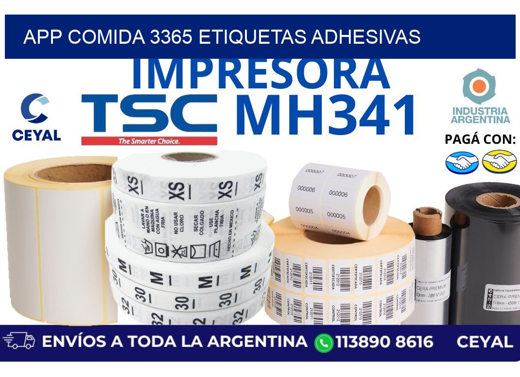 App comida 3365 etiquetas adhesivas