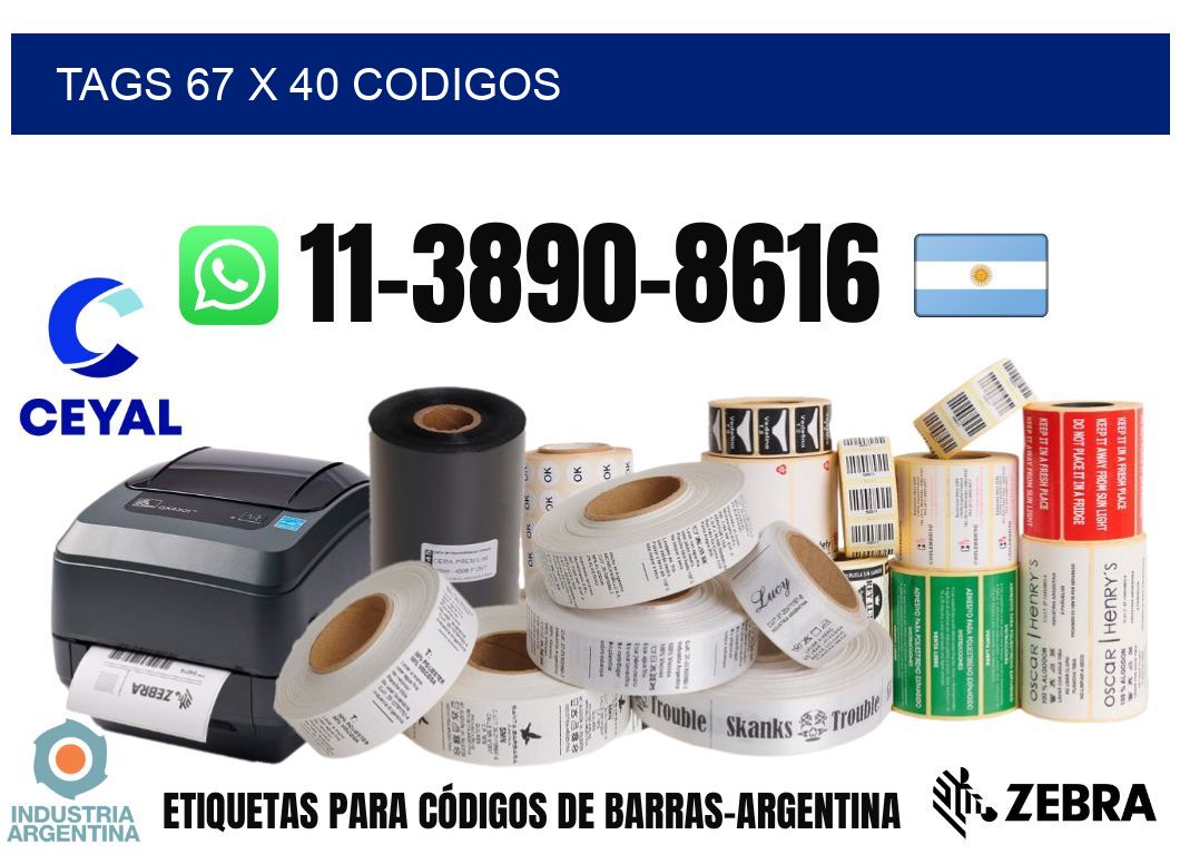 tags 67 x 40 codigos
