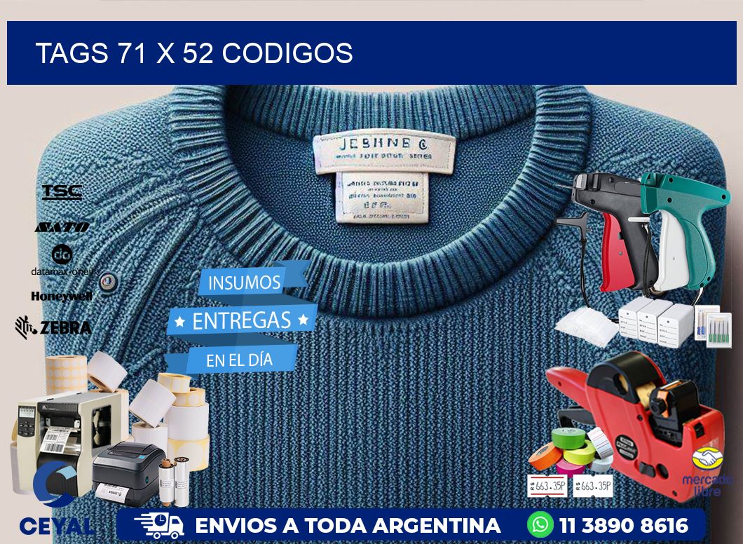 tags 71 x 52 codigos