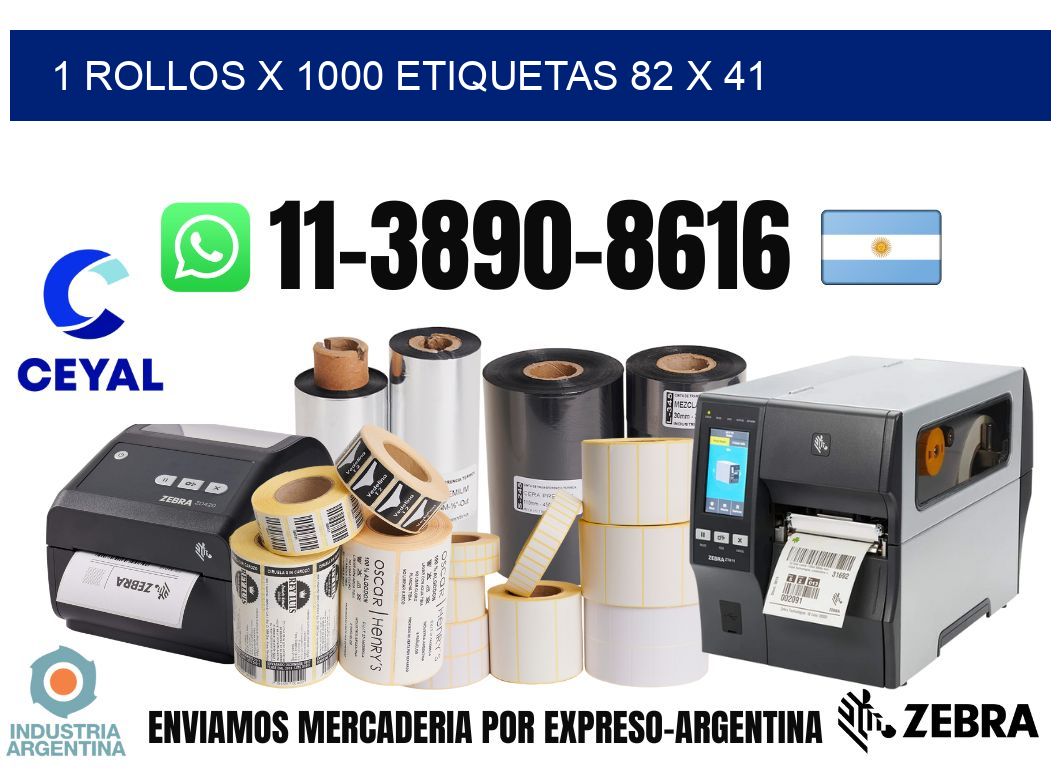 1 rollos x 1000 etiquetas 82 x 41