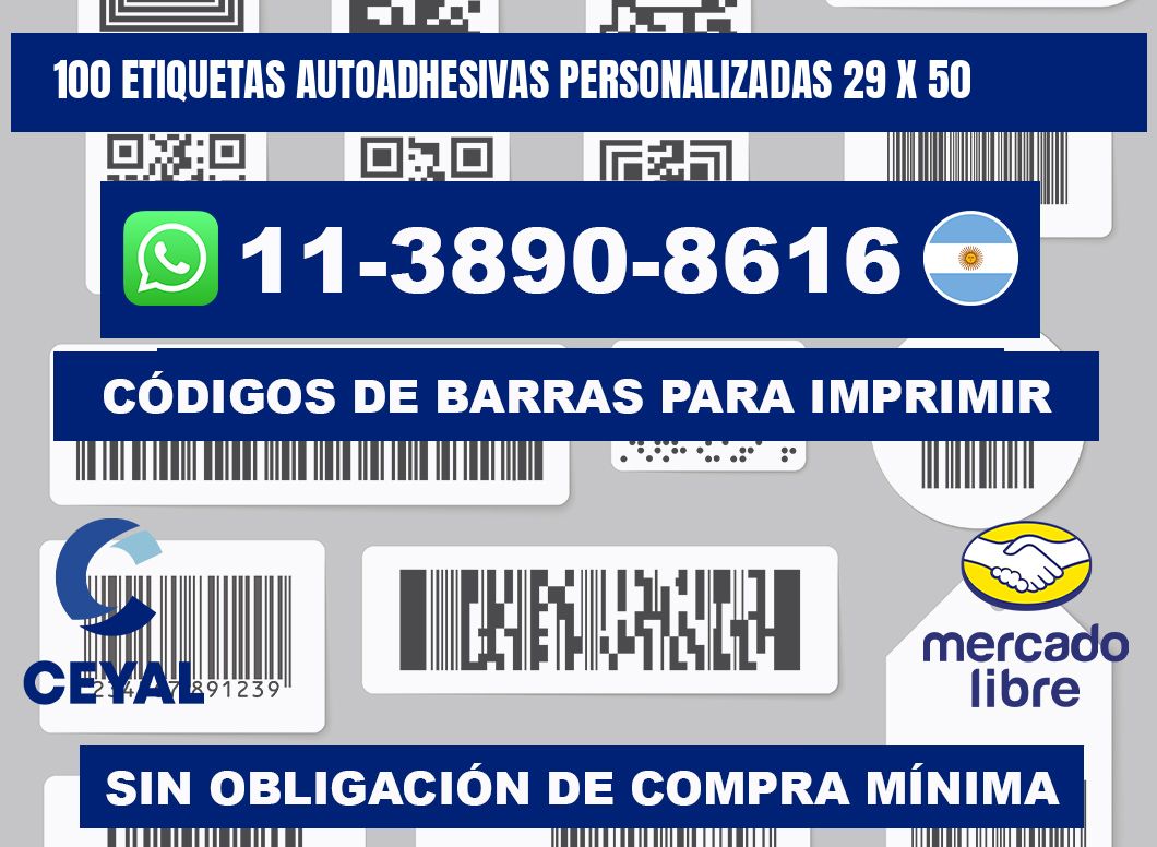100 Etiquetas autoadhesivas personalizadas 29 x 50
