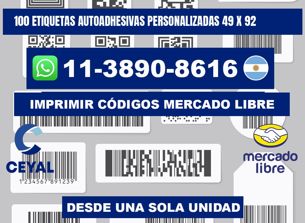 100 Etiquetas autoadhesivas personalizadas 49 x 92