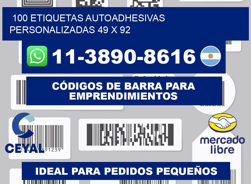 100 Etiquetas autoadhesivas personalizadas 49 x 92