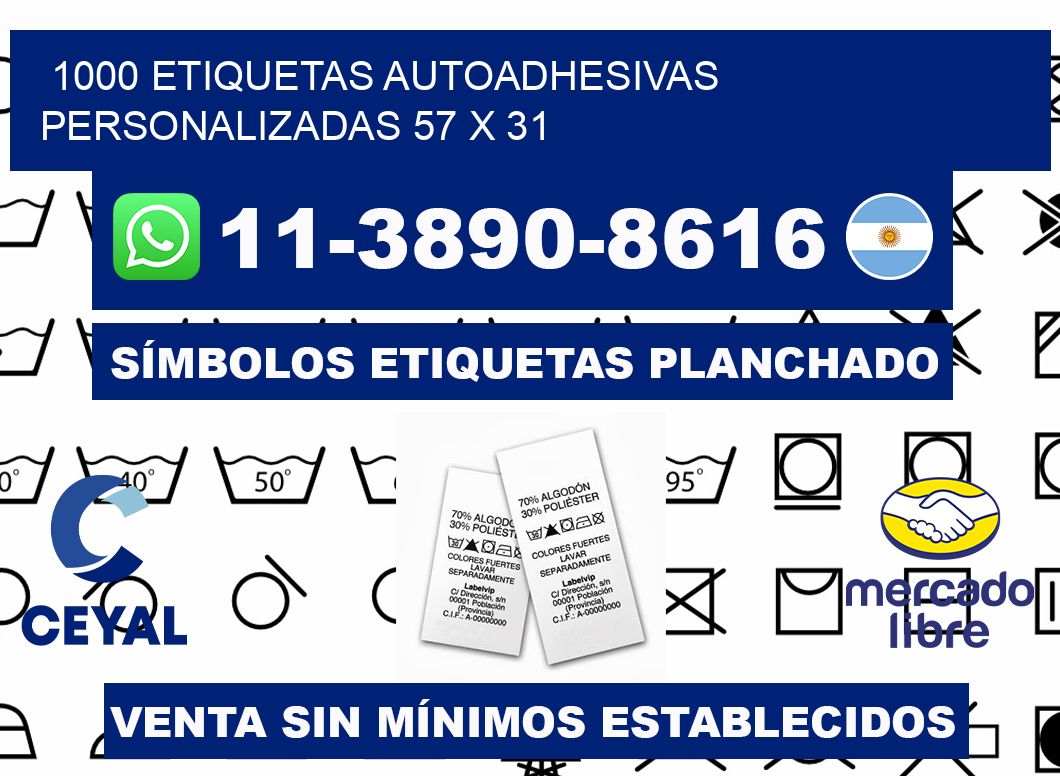 1000 Etiquetas autoadhesivas personalizadas 57 x 31