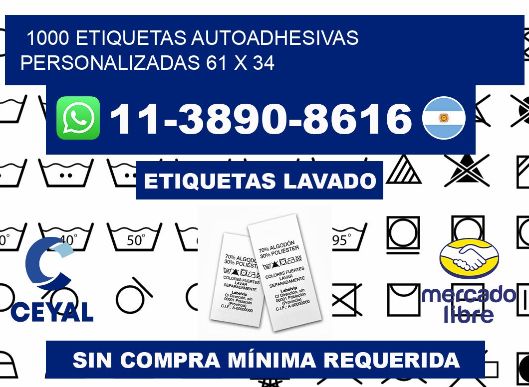 1000 Etiquetas autoadhesivas personalizadas 61 x 34