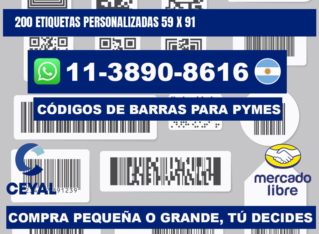 200 ETIQUETAS PERSONALIZADAS 59 x 91